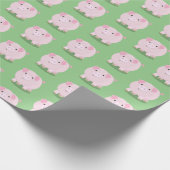 Cute roze pot bellied pig cartoon illustratie cadeaupapier (Hoek)