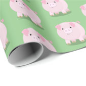 Cute roze pot bellied pig cartoon illustratie cadeaupapier (Rol Hoek)