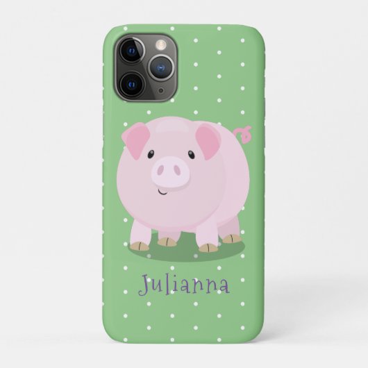 Cute roze pot bellied pig cartoon illustratie Case-Mate iPhone case (Achterkant)
