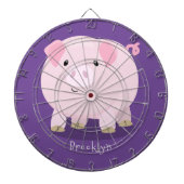Cute roze pot bellied pig cartoon illustratie dartbord (Voorkant)