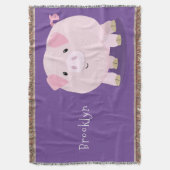 Cute roze pot bellied pig cartoon illustratie deken (Voorkant Verticaal)