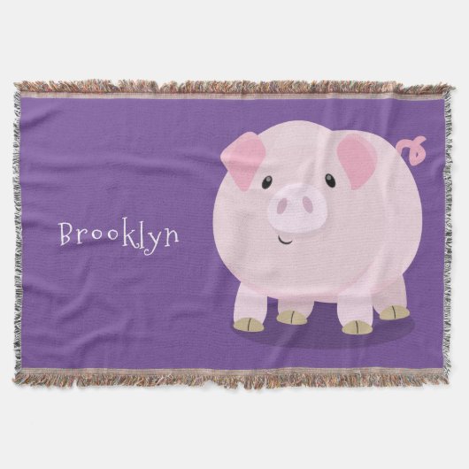 Cute roze pot bellied pig cartoon illustratie deken (Voorkant)