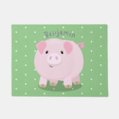 Cute roze pot bellied pig cartoon illustratie deurmat (Voorkant)