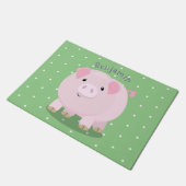 Cute roze pot bellied pig cartoon illustratie deurmat (Schuin)