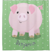 Cute roze pot bellied pig cartoon illustratie douchegordijn (Voorkant)