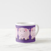 Cute roze pot bellied pig cartoon illustratie espresso kop (Voorkant rechts)