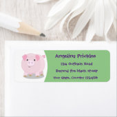 Cute roze pot bellied pig cartoon illustratie etiket (Insitu)