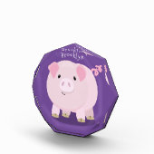 Cute roze pot bellied pig cartoon illustratie fotoblokken (Rechts)