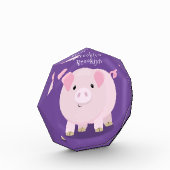 Cute roze pot bellied pig cartoon illustratie fotoblokken (Links)