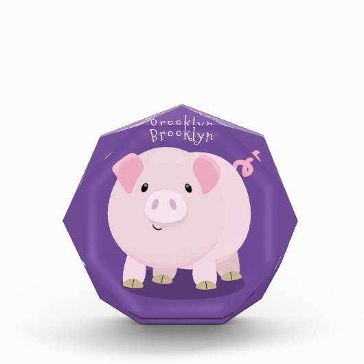 Cute roze pot bellied pig cartoon illustratie fotoblokken (Voorkant)
