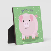 Cute roze pot bellied pig cartoon illustratie fotoplaat (Voorkant)