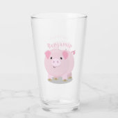 Cute roze pot bellied pig cartoon illustratie glas (Achterkant)