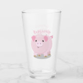 Cute roze pot bellied pig cartoon illustratie glas (Voorkant)