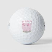 Cute roze pot bellied pig cartoon illustratie golfballen (Voorkant)