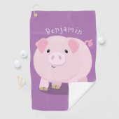 Cute roze pot bellied pig cartoon illustratie golfhanddoek (Insitu)