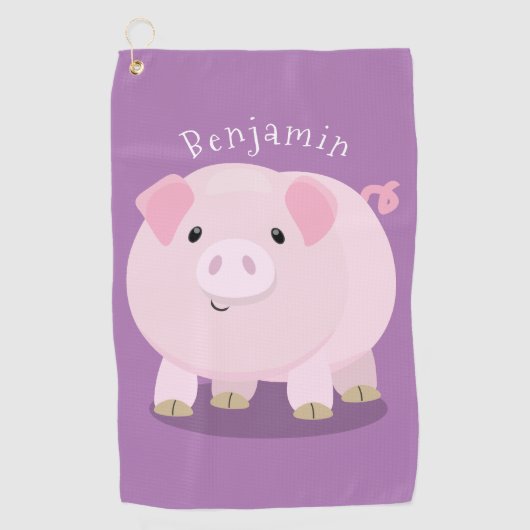 Cute roze pot bellied pig cartoon illustratie golfhanddoek (Voorkant)