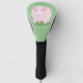 Cute roze pot bellied pig cartoon illustratie golfheadcover (Voorkant)