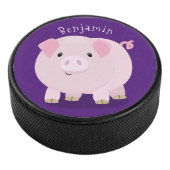Cute roze pot bellied pig cartoon illustratie hockey puck (3/4)