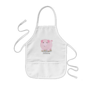Cute roze pot bellied pig cartoon illustratie kinder schort