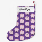 Cute roze pot bellied pig cartoon illustratie kleine kerstsok (Achterkant)