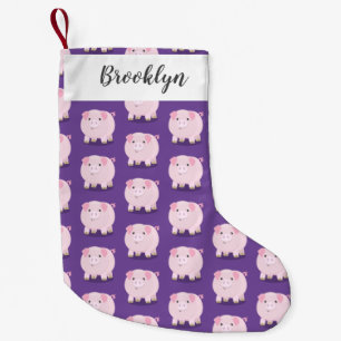 Cute roze pot bellied pig cartoon illustratie kleine kerstsok