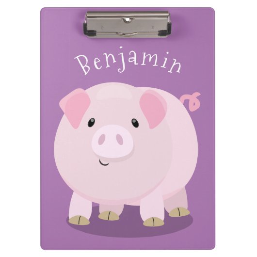 Cute roze pot bellied pig cartoon illustratie klembord (Voorkant)