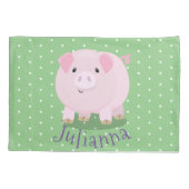 Cute roze pot bellied pig cartoon illustratie kussensloop (Achterkant)