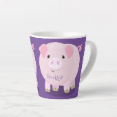 Cute roze pot bellied pig cartoon illustratie latte mok (Rechterhoek)