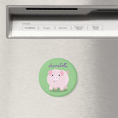 Cute roze pot bellied pig cartoon illustratie magneet (Insitu (Vaatwasser))