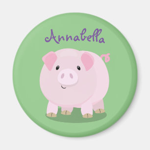 Cute roze pot bellied pig cartoon illustratie magneet