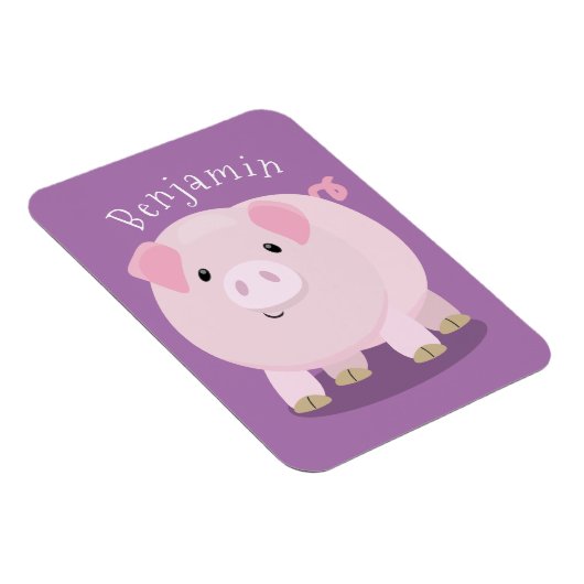Cute roze pot bellied pig cartoon illustratie magneet (Rechterzijde)