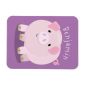 Cute roze pot bellied pig cartoon illustratie magneet (Horizontaal)