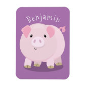Cute roze pot bellied pig cartoon illustratie magneet (Verticaal)