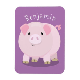 Cute roze pot bellied pig cartoon illustratie magneet