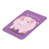 Cute roze pot bellied pig cartoon illustratie magneet (Linkerzijde)