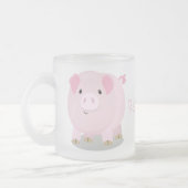 Cute roze pot bellied pig cartoon illustratie matglas koffiemok (Links)