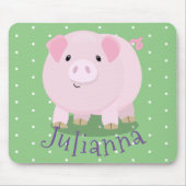 Cute roze pot bellied pig cartoon illustratie muismat (Voorkant)