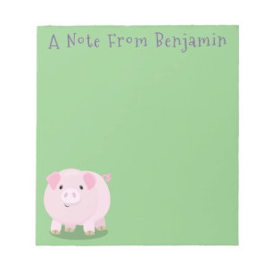 Cute roze pot bellied pig cartoon illustratie notitieblok