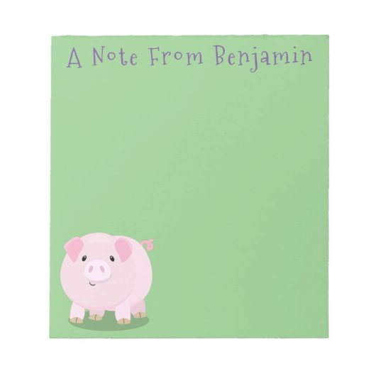 Cute roze pot bellied pig cartoon illustratie notitieblok (Voorkant)