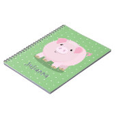 Cute roze pot bellied pig cartoon illustratie notitieboek (Linkerzijde)