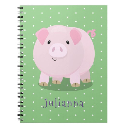 Cute roze pot bellied pig cartoon illustratie notitieboek (Voorkant)