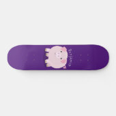 Cute roze pot bellied pig cartoon illustratie persoonlijk skateboard (Horizontaal)