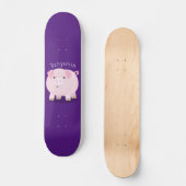 Cute roze pot bellied pig cartoon illustratie persoonlijk skateboard (Voorkant)