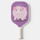 Cute roze pot bellied pig cartoon illustratie pickleball paddle