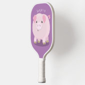Cute roze pot bellied pig cartoon illustratie pickleball paddle (Links)