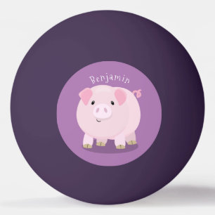 Cute roze pot bellied pig cartoon illustratie pingpongbal