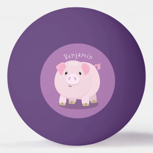 Cute roze pot bellied pig cartoon illustratie pingpongbal (Voorkant)