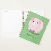 Cute roze pot bellied pig cartoon illustratie planner (Display)