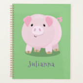 Cute roze pot bellied pig cartoon illustratie planner (Voorkant)