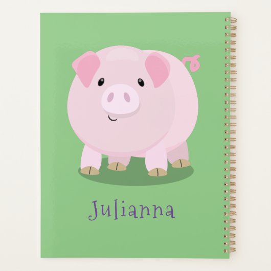 Cute roze pot bellied pig cartoon illustratie planner (Achterkant)